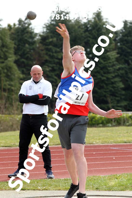 Shot putt, 2021 NECAA Open Graded Meeting, Morpeth. Photo: David T. Hewitson/Sports for All Pics